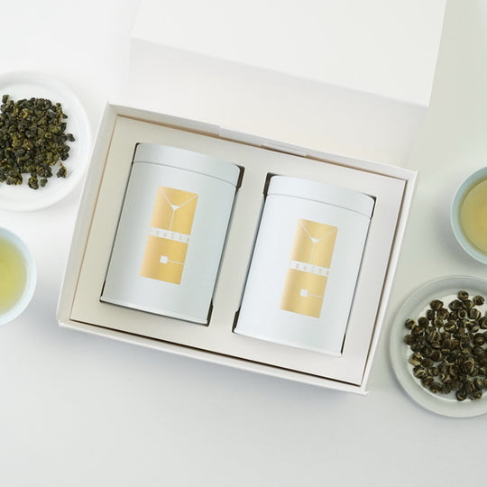 【リーフティー缶入2種セット】"バニラ香とジャスミン香の自然なアロマ"  (阿里山金萱高山茶40g+小龍珠花茶40g)