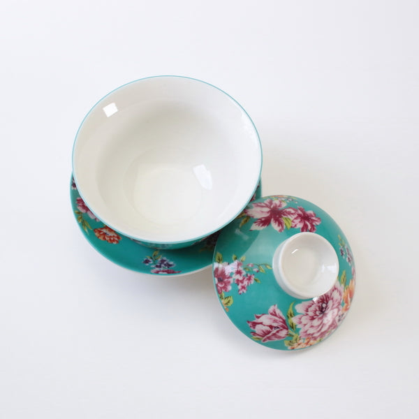 蓋碗 台湾花布柄 水色 130ml – 遊茶オンラインショップ