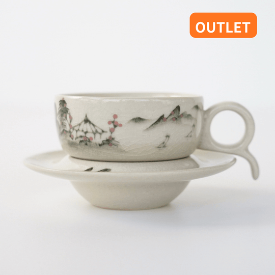 【OUTLETランク3★★★】【外観に難ありのため特別価格】カップ＆ソーサー 山水　50ml