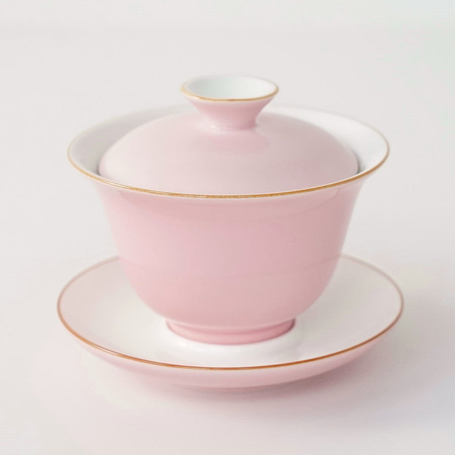 景徳鎮 蓋碗・飲杯セット ピンク