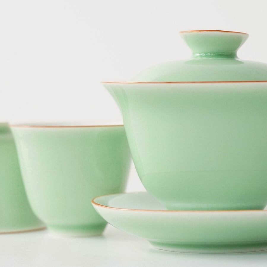 景徳鎮 蓋碗・飲杯セット緑
