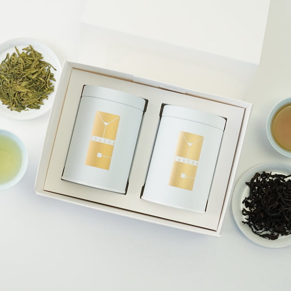 “緑茶の王様×岩茶の王様”名茶缶入り２種セット(新昌龍井+岩茶大紅袍)
