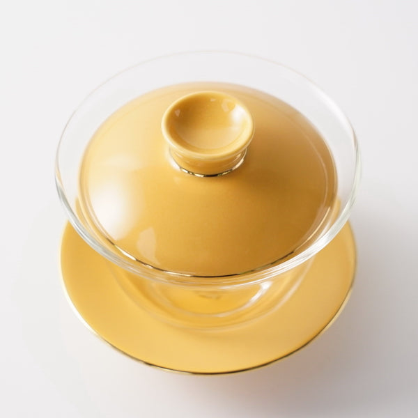 蓋碗 ガラス碗 金縁桔黄 145ml
