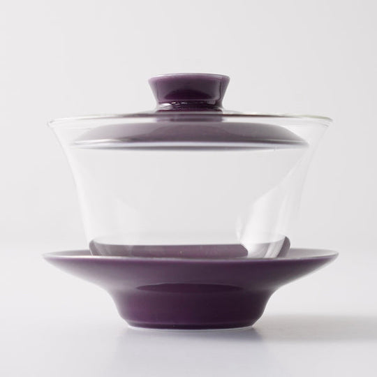 【OUTLETランク5★★★★★】【在庫限りの特別価格】蓋碗 ガラス碗 銀縁貴紫 145ml