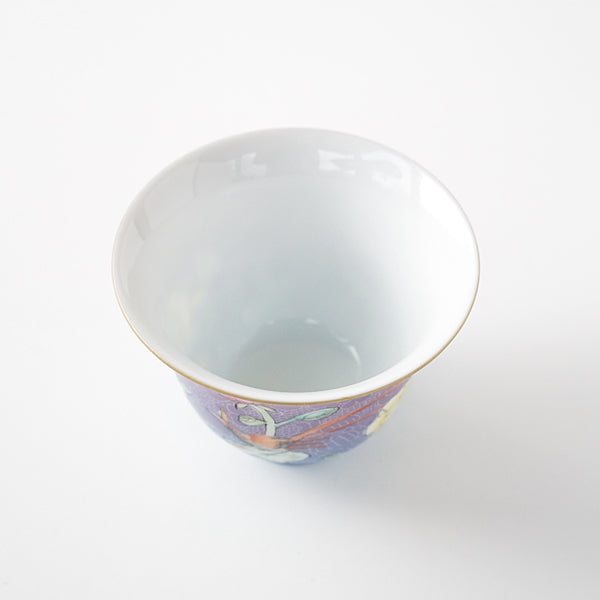 【001】景徳鎮粉彩扒花 茶杯 藍紫色（花鳥） 45ml
