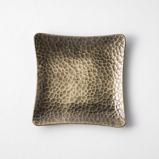 【OUTLETランク5★★★★★】【在庫限りの特別価格】金属茶托 青銅 四方