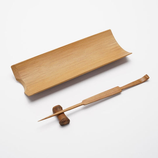 茶道具三件 竹製茶則茶針匙